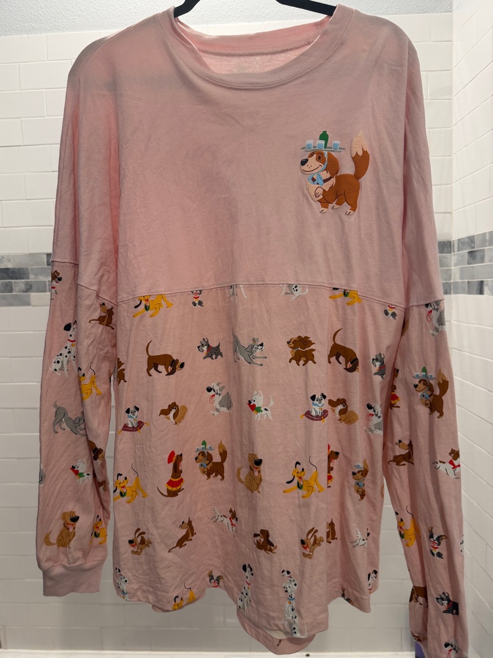 Disney Dog Pattern Pink Long Sleeve Spirit Jersey Pet-Themed Top